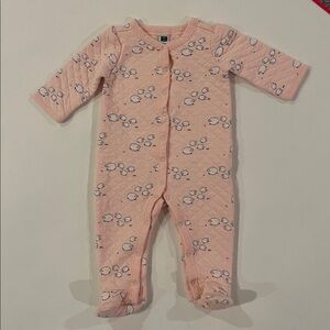 Janie and Jack footie romper pink quilted with sheep size 6-9 months